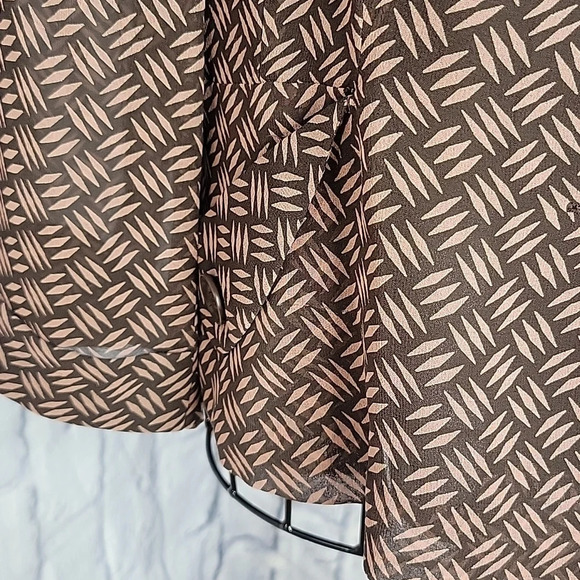 CYNTHIA HOWIE Silk Lightweight Abstract Brown‎ and Tan Short Jacket Size 10 - Picture 3 of 8